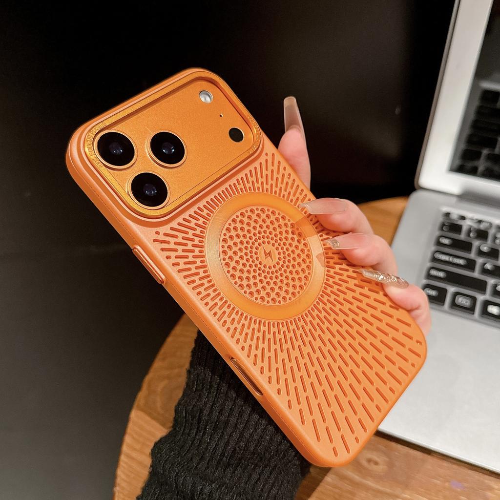 Applicable to iPhone17ProMax Berlin heat dissipation mobile phone case Magnetic suction Apple 16Pro breathable and anti-drop protective case
