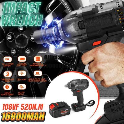 Electric Impact Wrench 21V Infinitely Cordless Speed Brushless Impact Electric Wrench Rechargeable Lithium Battery