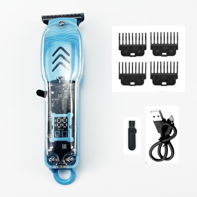 Transparent Hair Clipper Hair Cutting Machine Professional Baldheaded Trimmer Beard Electric Razor USB Barbershop