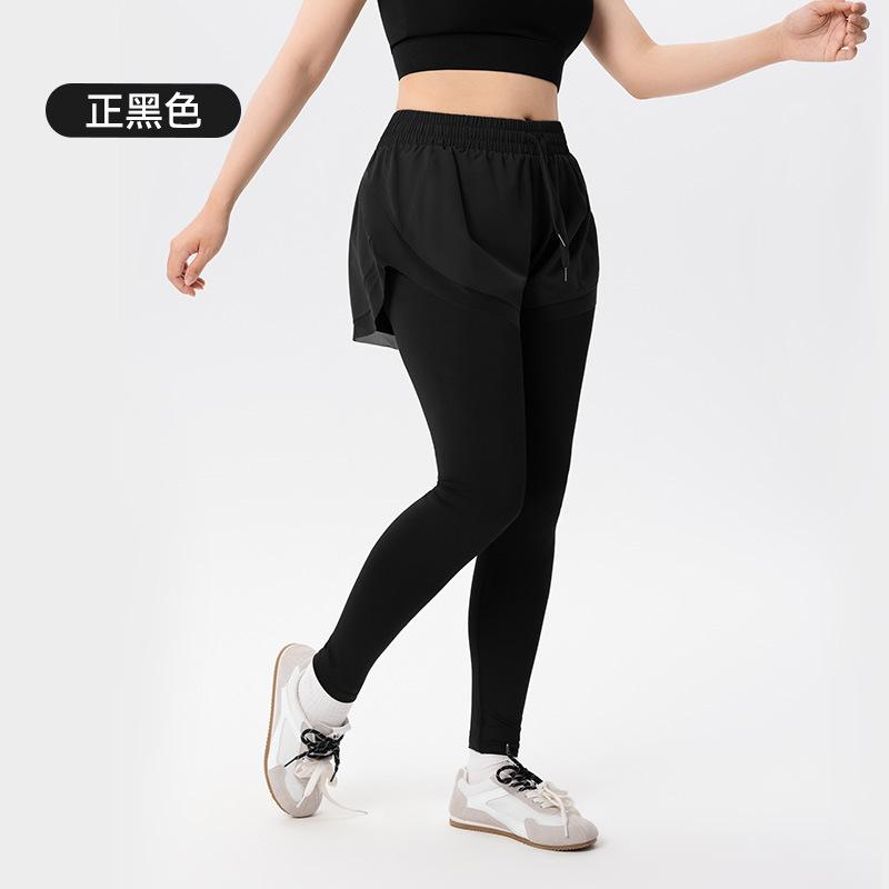 

Женские спортивные штаны большого размера, имитация двух предметов, со встроенными карманами, для полных, непрозрачные, для йоги, с высокой талией и стройнящие, фитнес-брюки 3XL (recommended 175-100 kg)