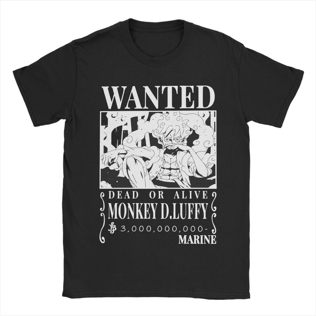 Bounty Monkey D Luffys Wanted Ones Pieces T Shirt for Men Cotton Funny TShirts Round Neck Tees Short Sleeve Clothes Classic