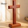Wooden Decoration Solid Wood Stand Tabletop Ornament, Standing Christian Gifts, Freestanding Block Religious Faith Decor for Home Prayer Room Desktop