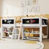 Children's Bed 90x200 Cm, Loft Bed with Storage Space and Fall Protection, Youth Bed with Ladder, Solid Pine Wood, Without Mattress