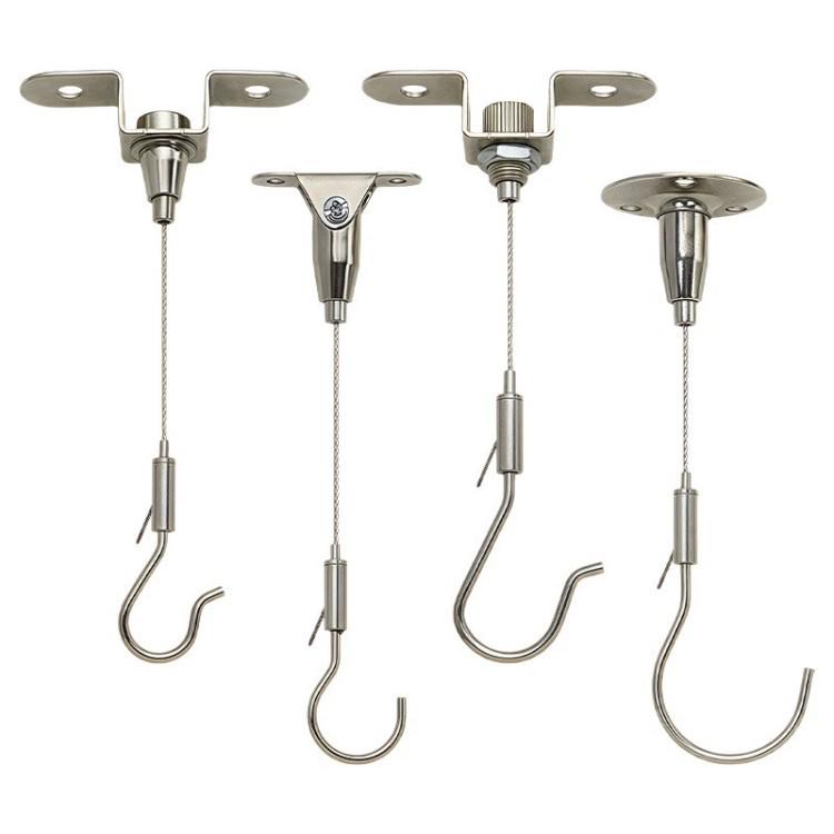 Stainless Steel Adjustable Wire Rope Hanging Hook for Art & Picture Displays