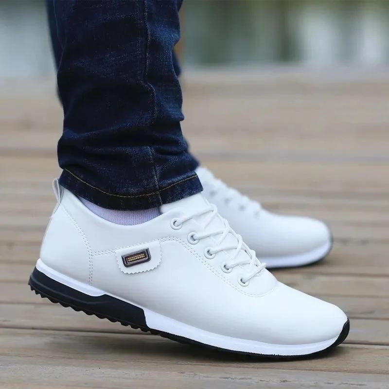 

Fashion 2025 Stylish Boys White Pu Shoes Fashion Leisure Plus Size Mens Pu Sneakers Wear Resitant Non-Slip Mans Sneakers 44 белый
