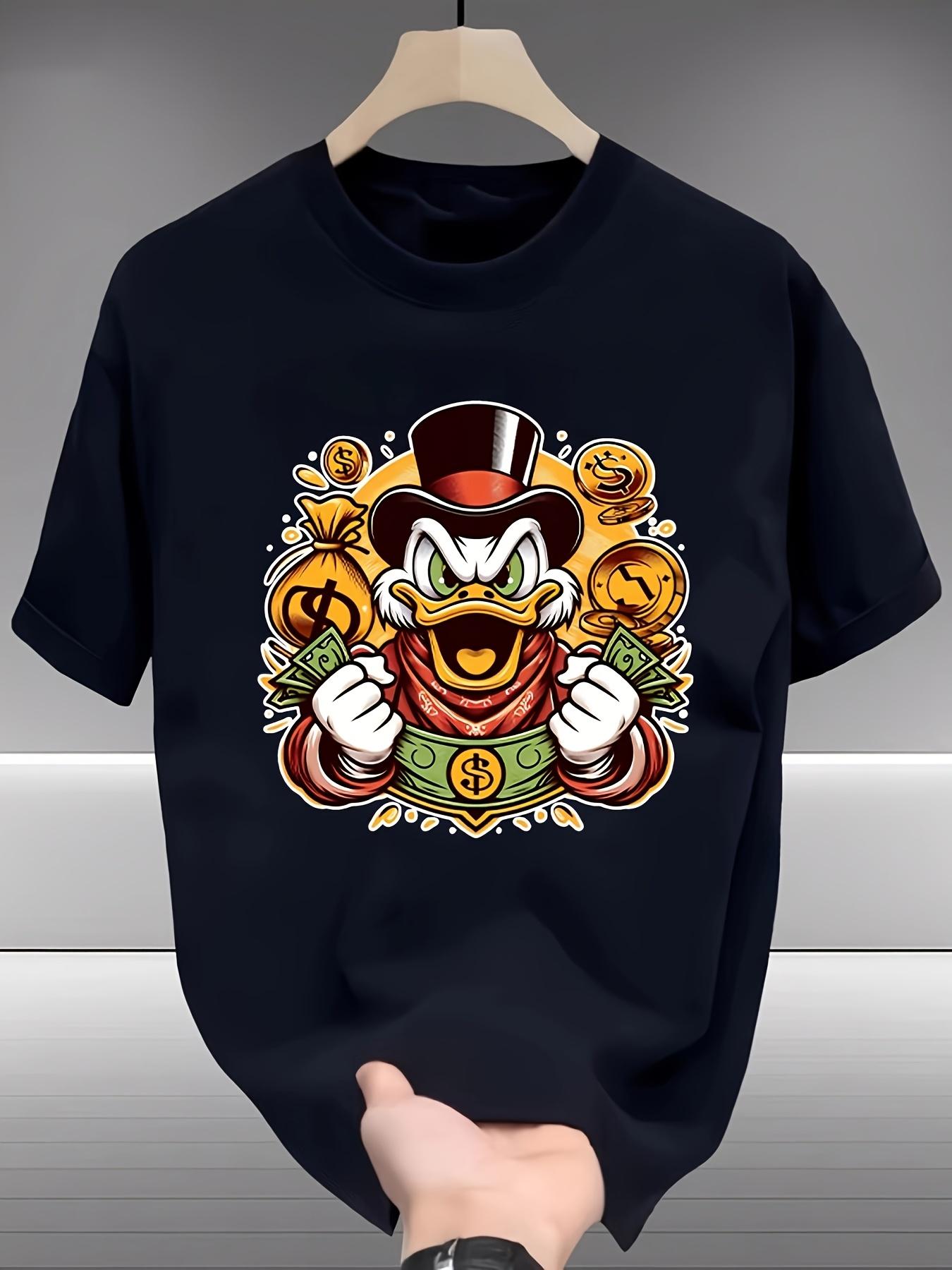 Casual Black T-shirt with Donald Duck Graphic -  I Make Bank  Design XXXL