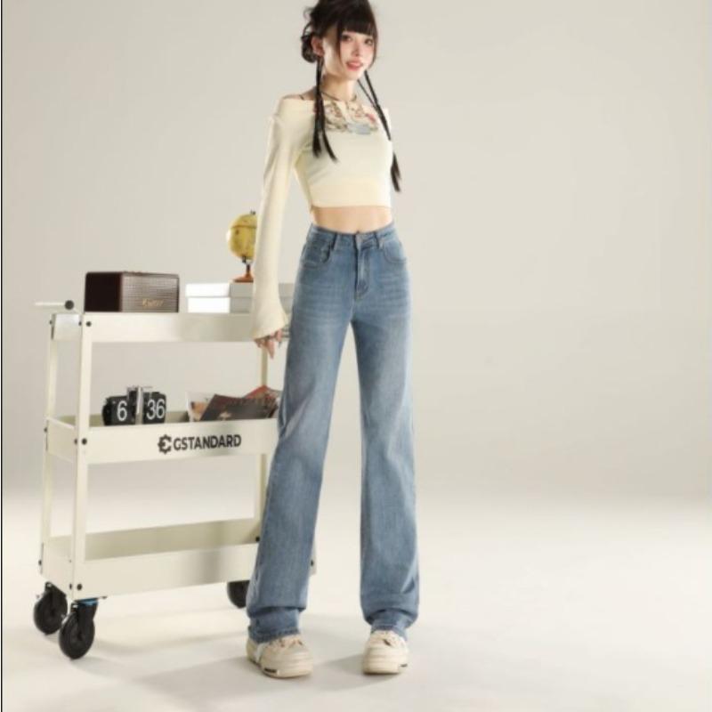 

Women s Autumn Straight Jeans Women s Autumn Style High Waist Slim and Drooping Floor-moving Women s Jeans 2XL