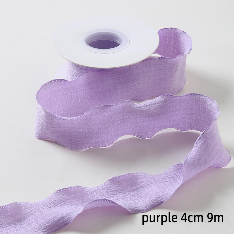25/40mm 10Yards Candy Color Ribbon Wavy Edge Fishtail Yarn Ribbon for Gift Wrapping DIY Bow Bouquet Cream Style Wrinkled Ribbons