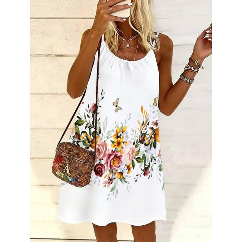 

Ladies Fashionable 3D Printed Floral Pattern Elegant and Comfortable Dress S