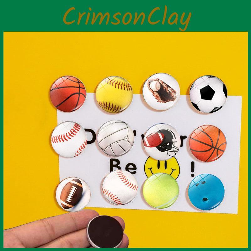 Beautiful Round 25mm Crystal Glass Fridge Magnets Sports Theme Gift Idea