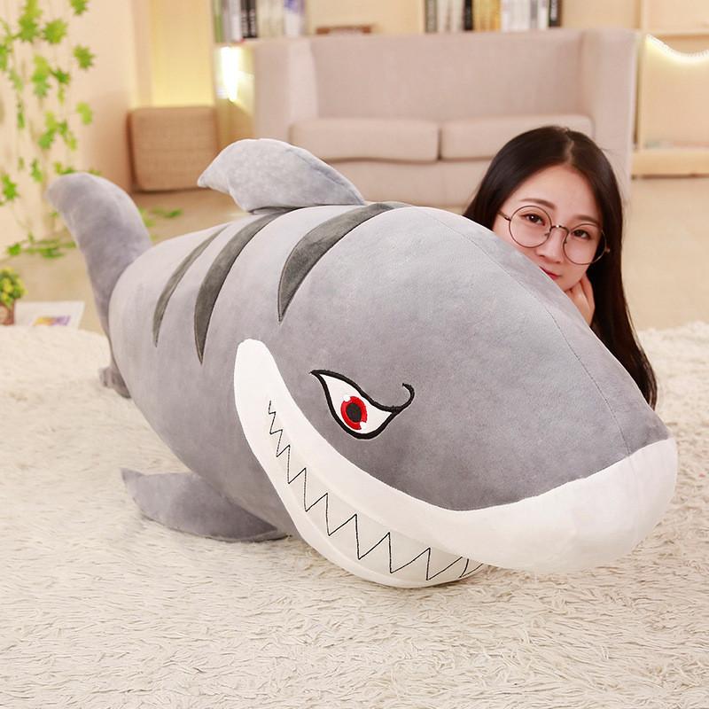 Plush Big Shark Toy White Shark Holding Sleep Ragdoll Child Female Birthday Gift