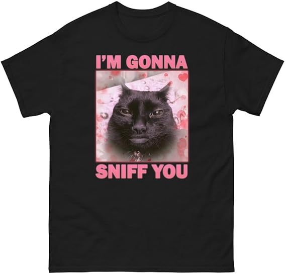 Im GONNA SNIFF YOU Cat Pattern Tshirt Casual Versatile Home Tshirt Black Pink Printed Summer Street Fashion Trendy Top