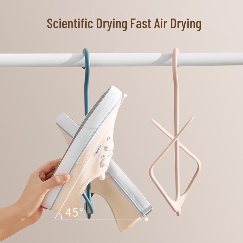 Wall-Mounted Shoe Rack with Double Hooks – Creative Outdoor Shoe Drying Solution