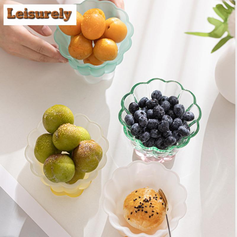 Creative Blossoms Peatl Glass Dessert Cup Home Transparent Water Fruit Bowl Tea Cake Holder Juice Mug Dish Tea Set Accessories