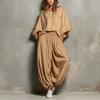 European and American women's clothing 2026 autumn and winter new fashion casual round neck loose top wide leg pants two-piece set