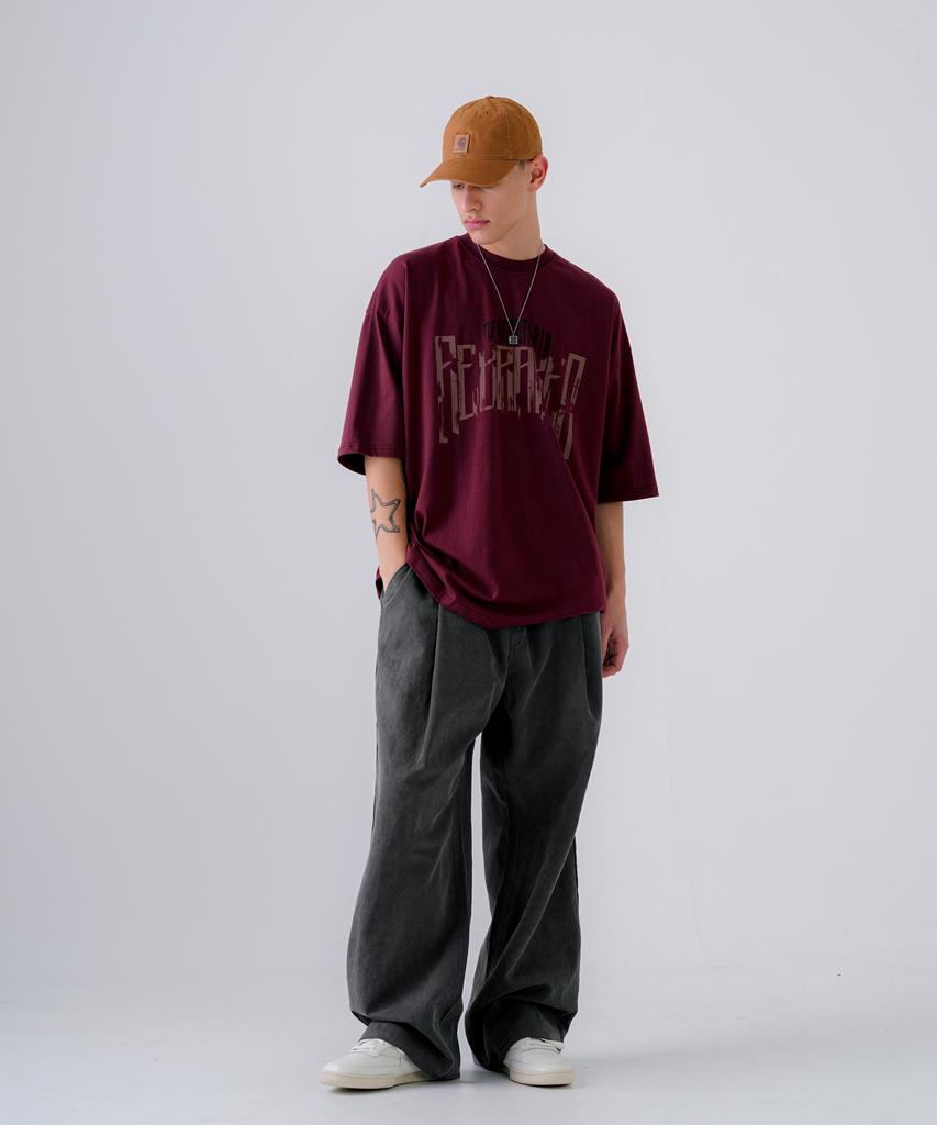 EZKATON [2Pack] Painted Washed Elastic Waist Pants 2Pack Mmlp6775 (A Type)