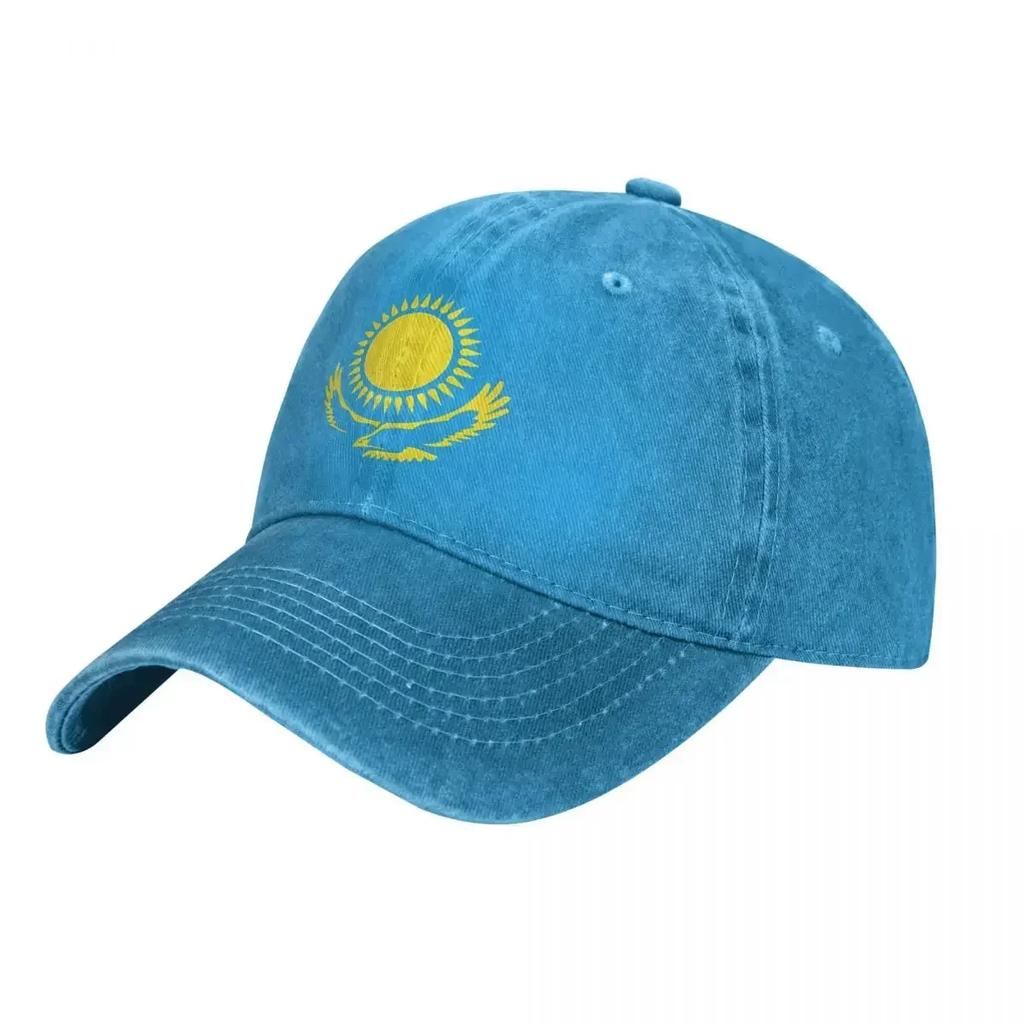 Kazakhstan Flags Denim Baseball Cap Yellow Sun Men Adult Custom DIY Trucker Hat Fashion Running Hippie Dropshipping Baseball Cap