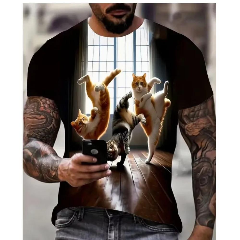 Interesting Small Animals Summer T-shirt 3D Printed Short Sleeved Fashionable Comfortable Soft Breathable Large Loose Man T-shirt