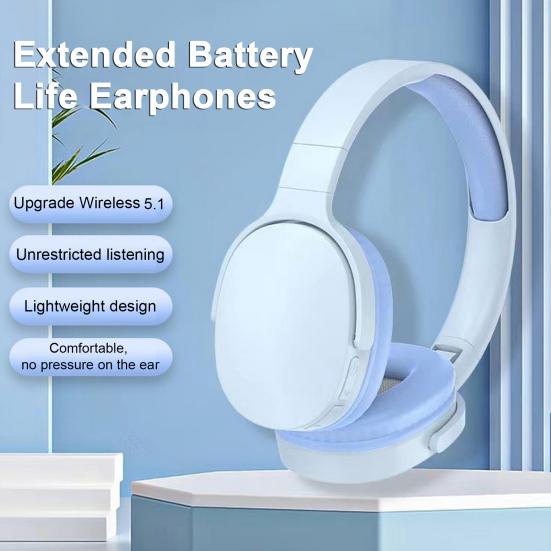 

Bluetooth-совместимые наушники 5.1, складные Hi-Fi стереозвук, длительный срок службы батареи, шумоподавление, беспроводная накладная игровая гарнитура для настольных ПК