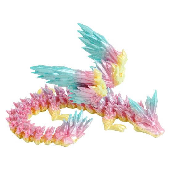 3D Printed Flying Dragon Figurine Movable Joints Colorful Dragon Figure Articulated Winged Dragon Model Fidget Toy Desktop Decoration Ornament