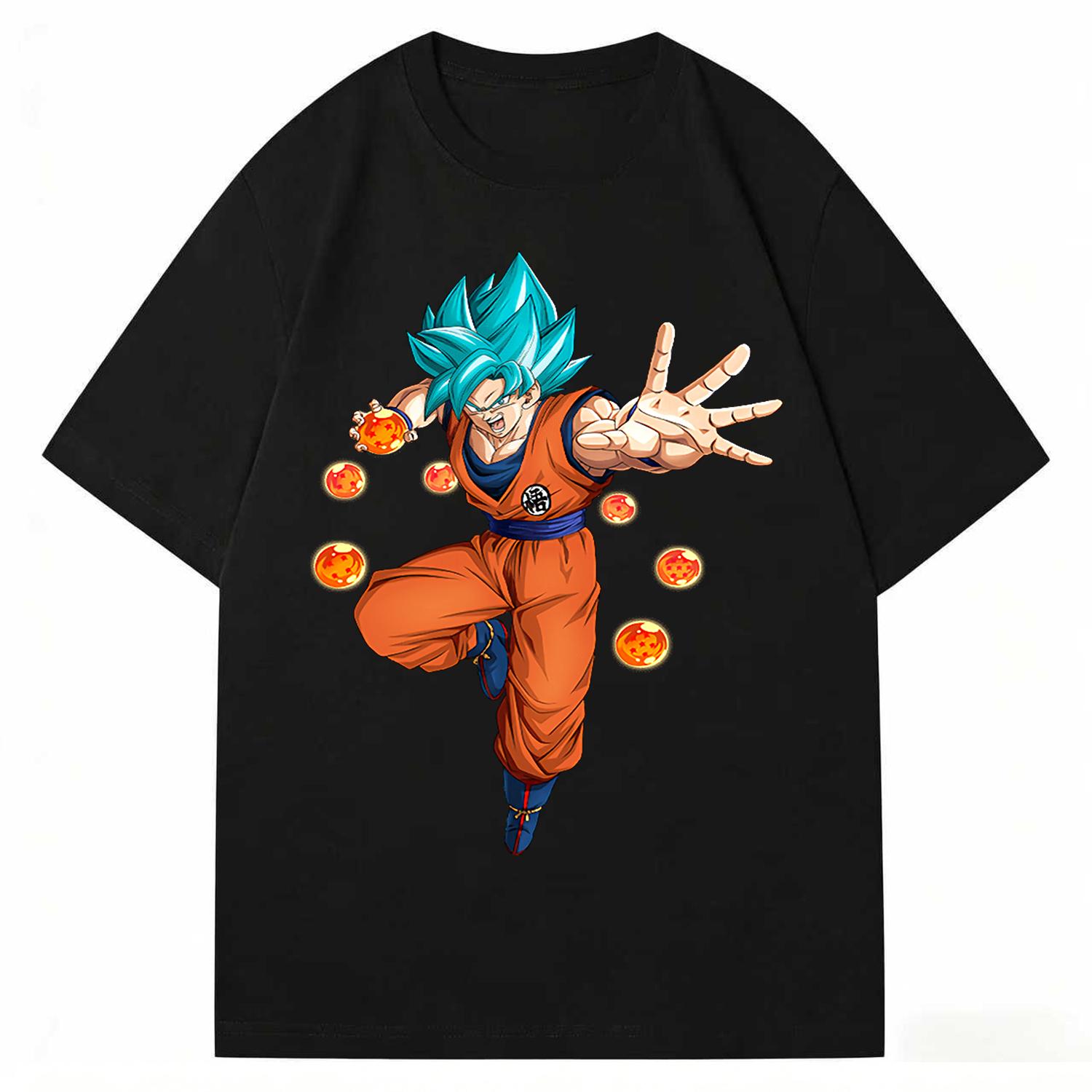 

Dragon Ball Super Son Goku Super Saiyan Blue TShirt Anime Graphic Print Crew Neck Pure Cotton High Street Tops For Men Women M