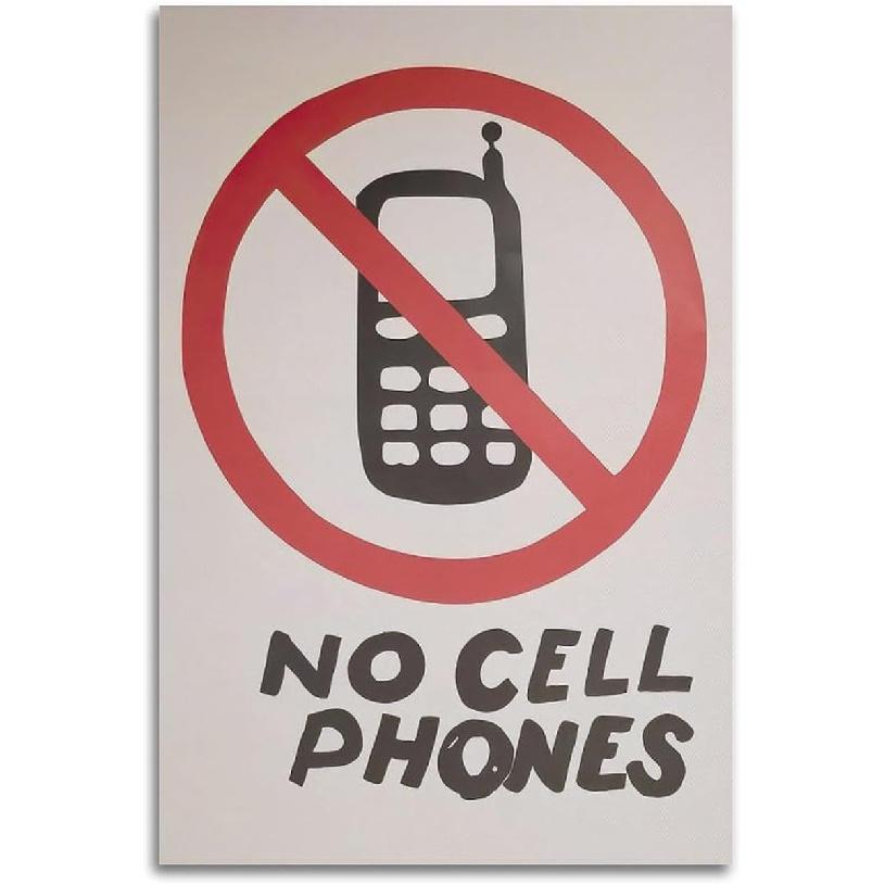 Vintage Funny Poster No Cell Phones Poster Gift Restaurant Canvas Art Poster Painting Canvas Wall Posters Art Picture Print Modern Family Decor 18L  x 12W