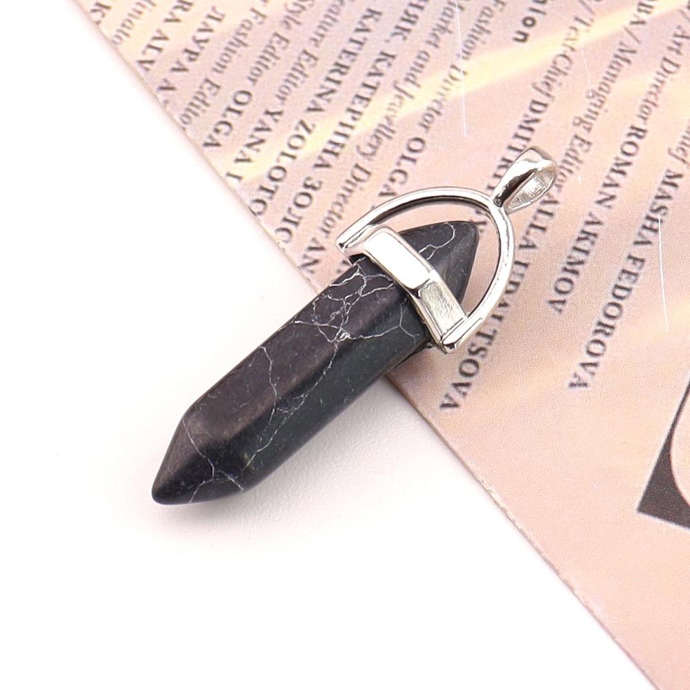 Hexagonal Column Natural Amethyst Powder Crystal Winding Hexagonal Column Pendant Handmade Bullet Necklace Jewelry N788