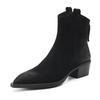 Fashion NEW Autumn Women Boots Pointed Toe Chunky Heel Shoes Genuine Leather Shoes for Women Concise Zipper Ankle Boots Western Boots
