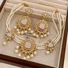 Vintage Waterdrop Pendant Multi-layer Simulation Pearl Necklace Bridal Choker Chain Earrings