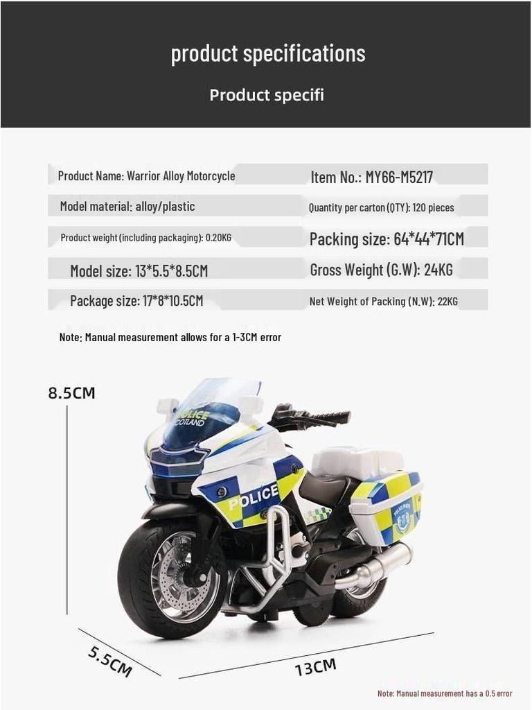 Toy Police Car & Motorcycle Set for Boys' Birthday