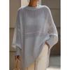 Oversized 2026 Knit Sweater Women Loose Fit Crochet Cutout Top Long Sleeve Round Neck Casual Pullover