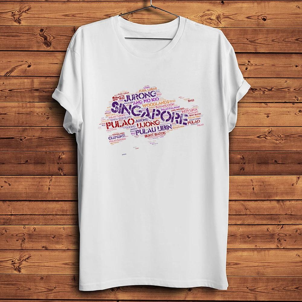 Singapore City Name Words Cloud Map Funny Geek TshirtWhite Short Sleeve Unisex Casual TShirtBreathable Print Nocracking S