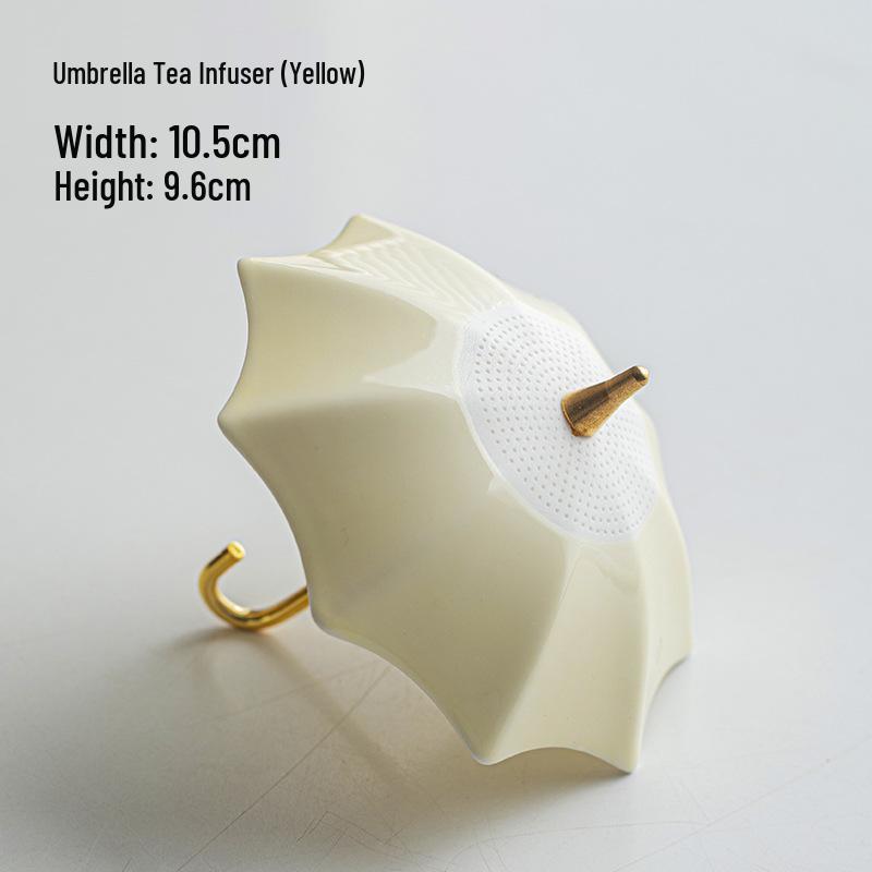 Creative Blue & White Porcelain Umbrella Tea Strainer - Ceramic Rotating Filter & Tea Table Decoration