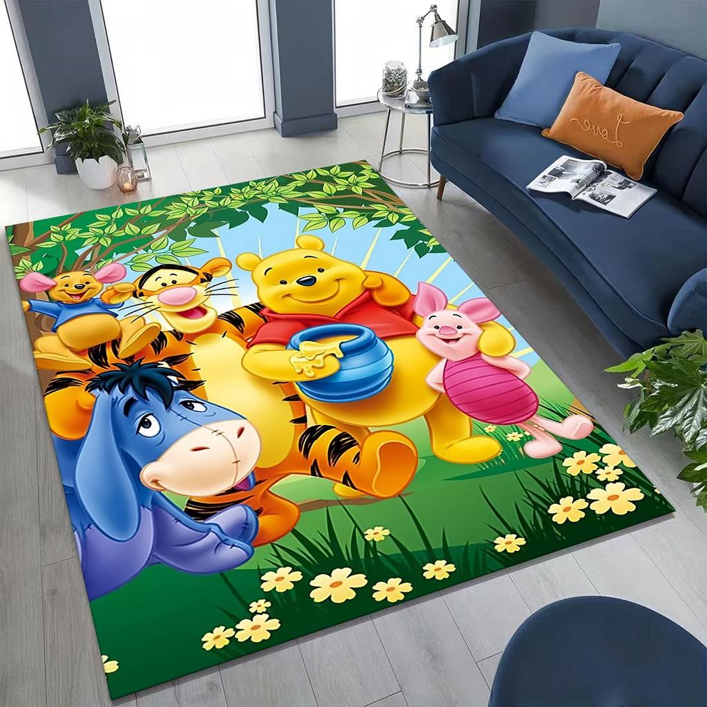 New Cute Winnie Pooh Bear Cartoon Rug for Bedroom Living Room Sofa Home Doormat Decor, Large Kids Play Non-slip Floor Mat