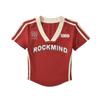 Nuova T-shirt sportiva casual estiva da donna, stile Spice Girl americana, con abbinamento di colori, manica corta con scollo a V, aderente e sottile.