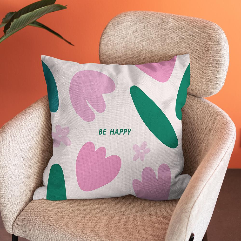 Nordic Abstract Art Flower Print Pillowcase Short Plush Pastoral Simple Home Sofa Cushion Car Cushion