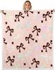 GUOYU Blanket Bow Sherpa Throw Blanket for Couch Bowknot Super Soft Cozy Fleece Dreamy Princess Style Blanket for Winter Plush Throw Pink Bow