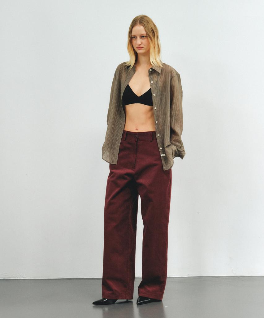 Aente Corduroy Wide Pants -Wine