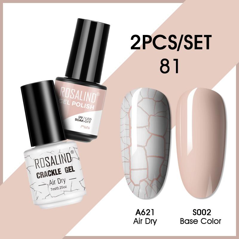 ROSALIND Cracked Gel Nail and Polish Nail Gel Kit Nail Varnish Hybrid Crackle Manicure Art UV Gel Semi Permanent 2PCS