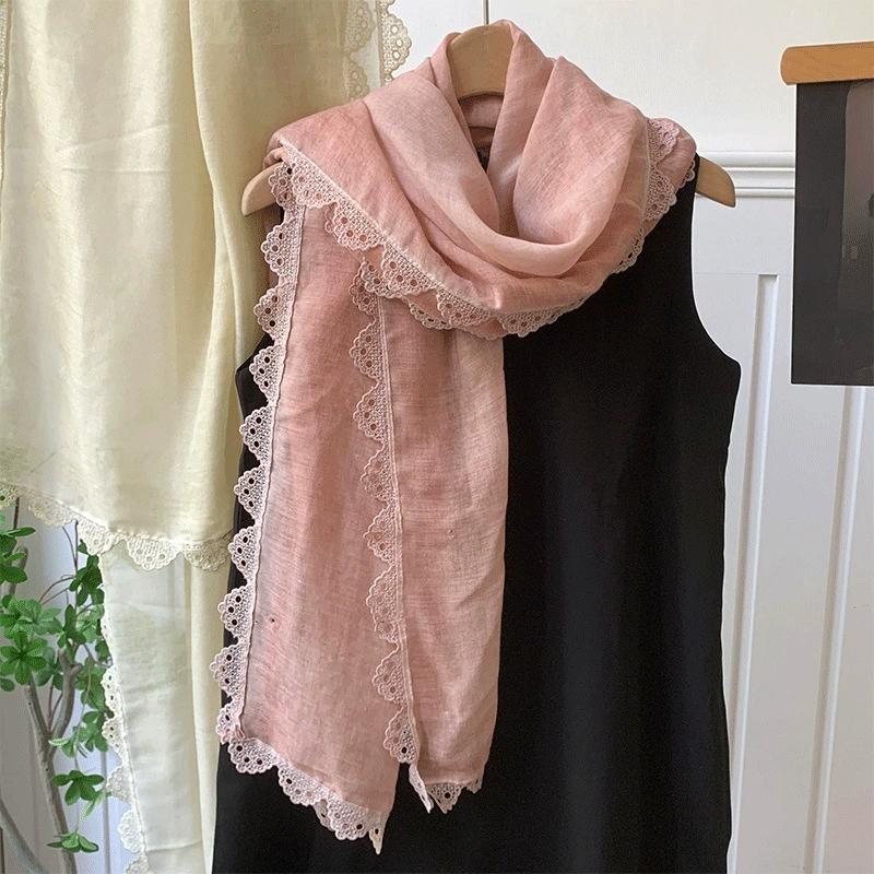 Spring and Autumn 95*185cm Ladies Scarves Lace Edged Shawl Scarf For Women