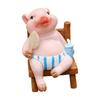 Pink Pig Figurine Decorative Reclining Statue Outdoor for Garden Displays, Courtyard