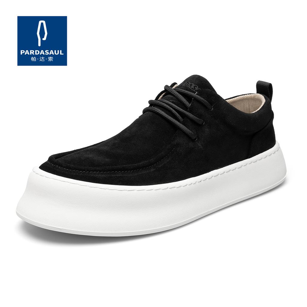 2025 Direct Supply Men's Shoes Autumn New Flip Fur Casual Board Shoes Platform Breathable Trend Lace-up Low-top Shoes