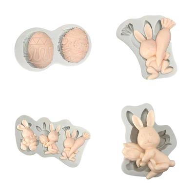 Simpatico Uovo di Pasqua Coniglietto Fondente Stampo al Cioccolato Cake-Topper Strumento per Cottura Stampo in Silicone per Ornamento Sapone Fatto a Mano Facile da Pulire