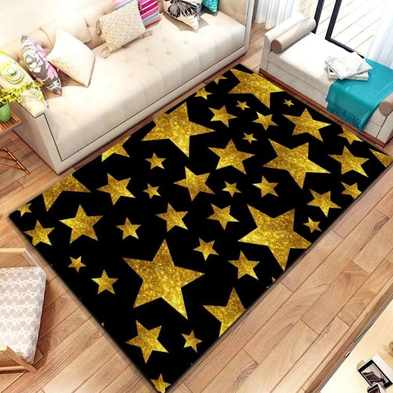 Five-pointed Star Carpet Pentagon Geometric Rug for Bedroom Dinning Dorm Living Room Home Decorative Doormat Non-slip Floor Mat