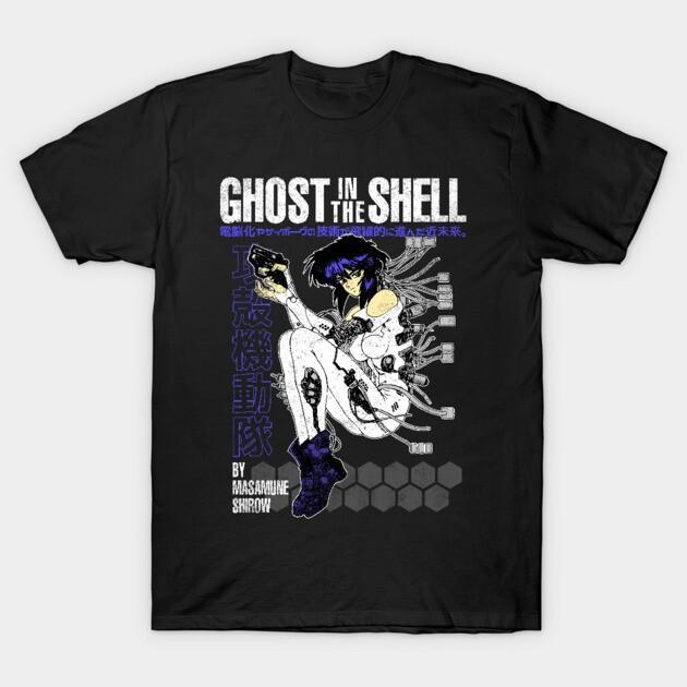 The Major Tee, Motoko Kusanagi Ghost In The Shell Anime Waifu Black T-Shirt V5 Unisex T-Shirt S