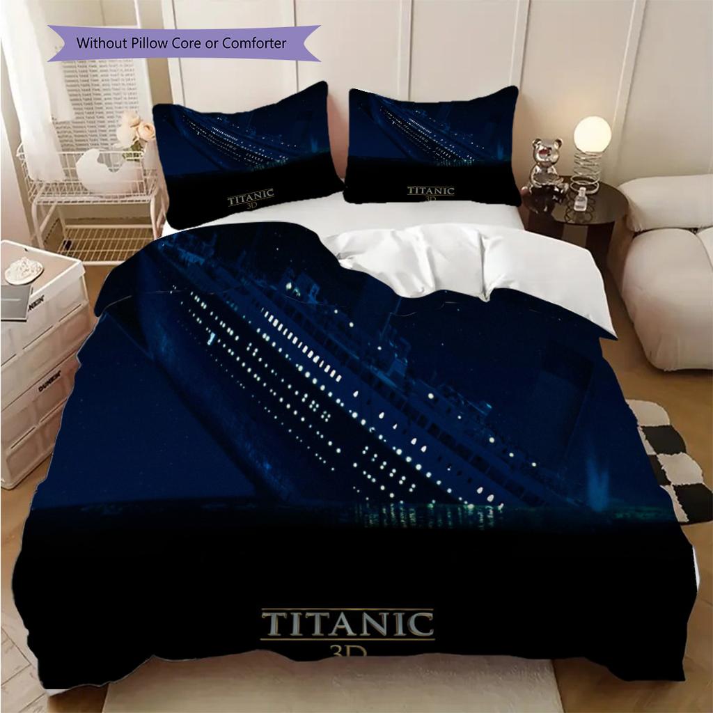 Titanics Final Voyage Sunset Bedding (1 * duvet cover + 2 * pillowcase, without core) 2D Flat Christmas birthday gift Soft and comfortable Bedding set