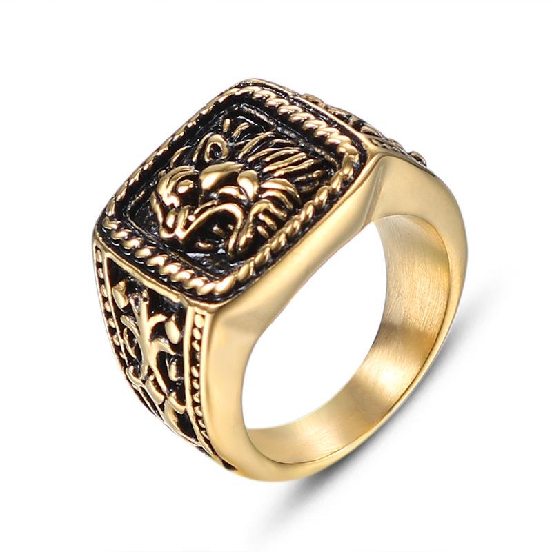 

European and American Retro, Lion Head Cross, Men s, Domineering Personality Ring, Titanium Steel Head 2026 11