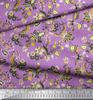 Soimoi Japan Crepe Satin Fabric Leaves & Floral Artistic Decor Fabric Printed Metre 42 Inch