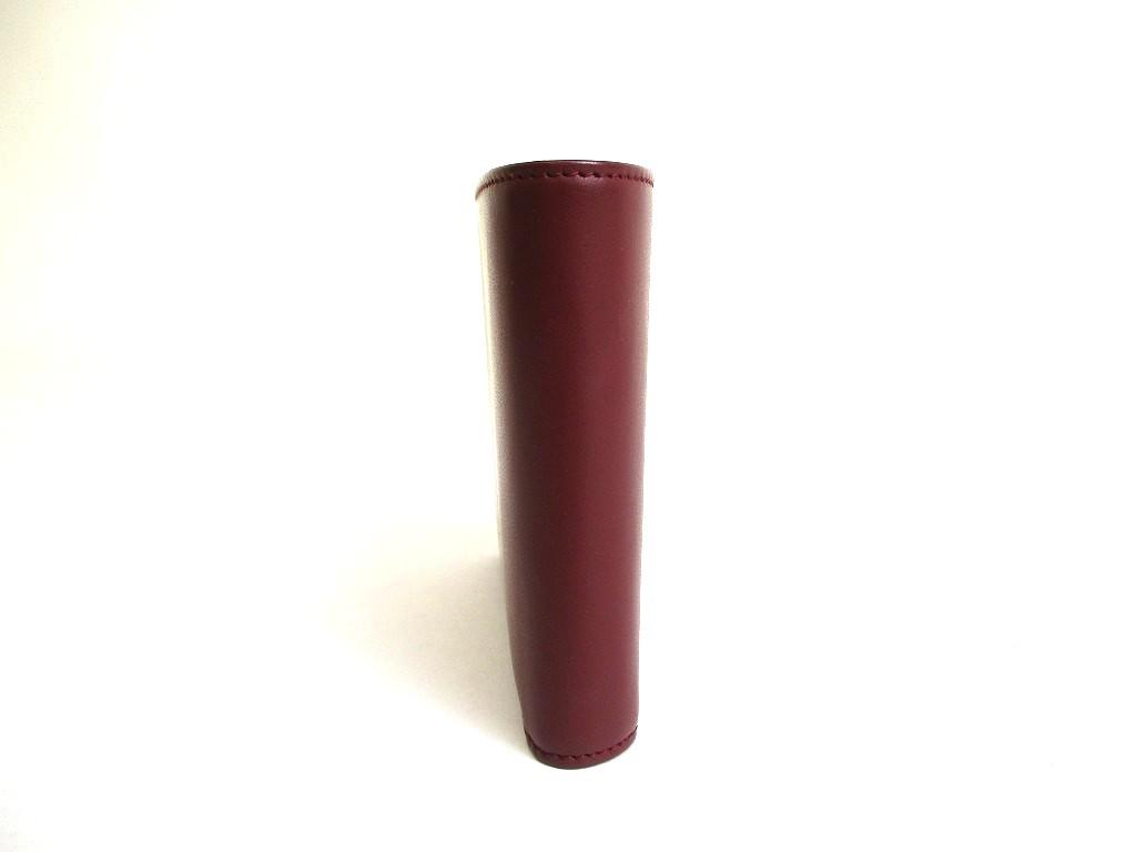 Authentieke Cartier Must de Cartier Bordeaux Leder Dubbelgevouwen Portemonnee #b079 Open doos