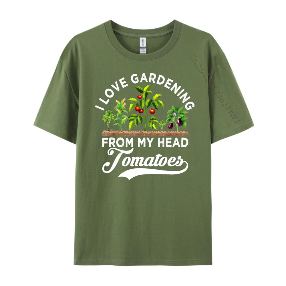 I love gardening from my head tomatoes funny gardener Grpahic Tee Autumn  Mens Clothing Tee Shirt  Vintage Style
